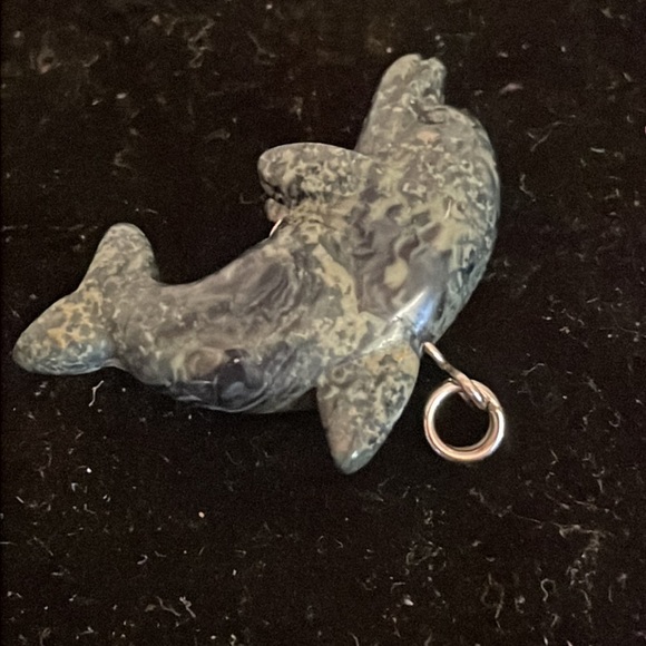 1.5” green granite dolphin charm pendant with jump hoop - Picture 8 of 10